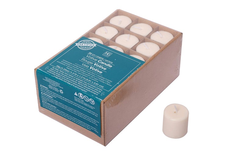 Hosley Set of 30 Unscented Ivory Votive Candles â€“ Bulk Pack, Clean-Burning, Long-Lasting 10-12 Hour Burn Time â€“ Ideal for Weddings, Home DÃ©cor, Spa, and Events - Image 1